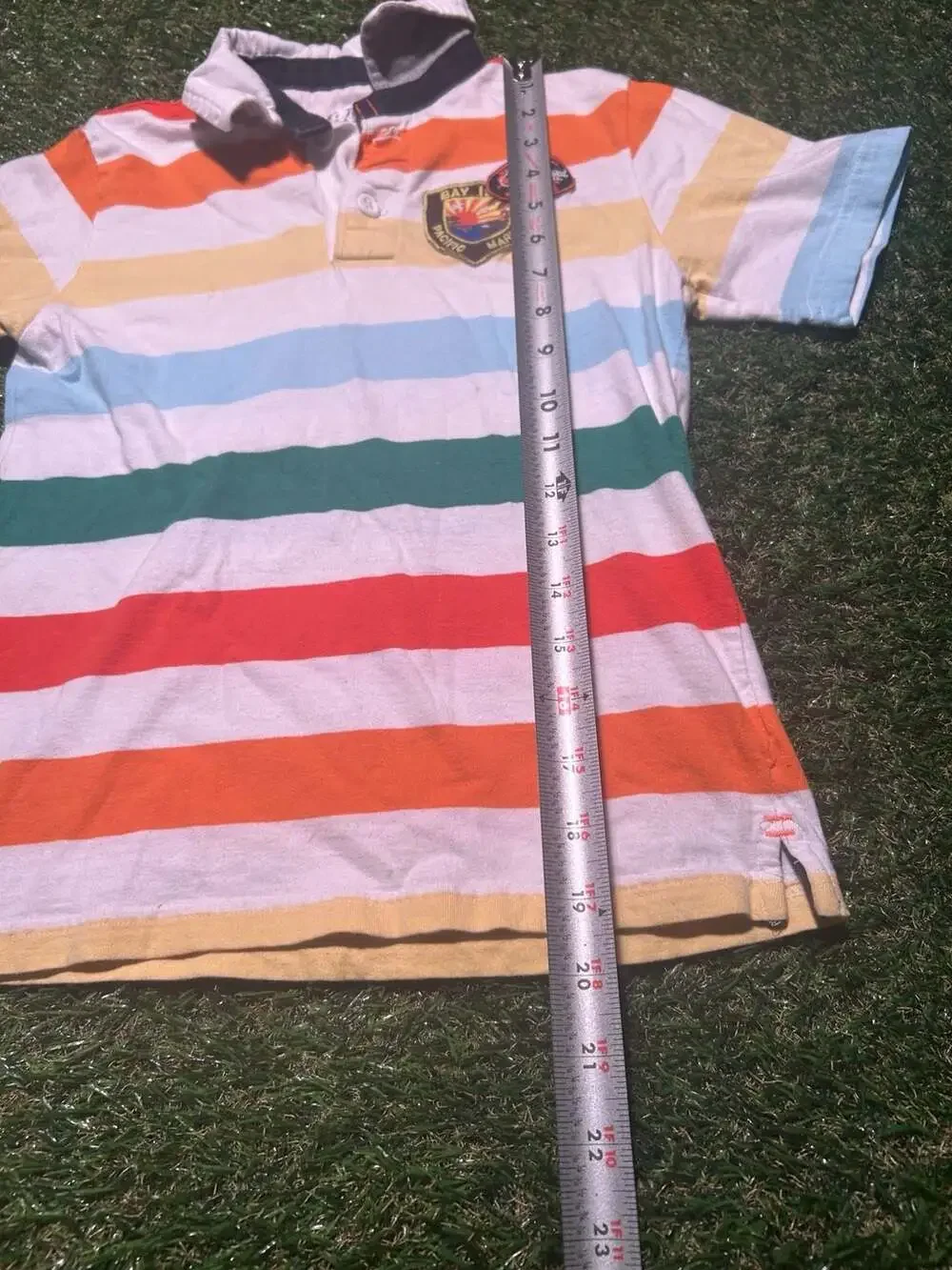 Gap Rainbow Striped Polo Bay Marine Patch